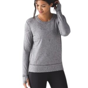 LULULEMON Rush Hour Long Sleeve Running Top Size 12 Black White Jacquard